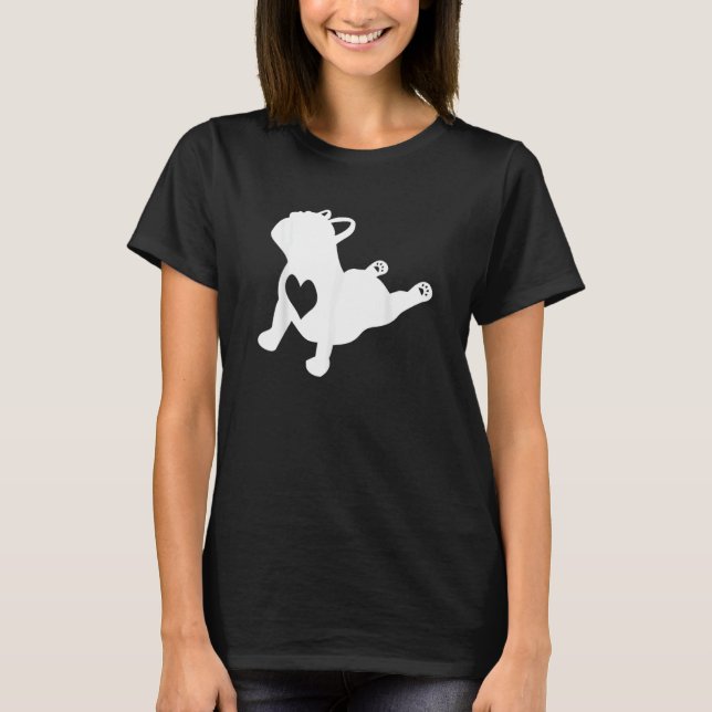 Fransk Bulldog Yoga Pose med Kärlek Heart Frenchie T Shirt (Framsida)