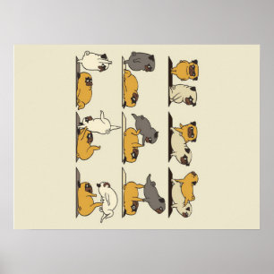 Fransk Bulldog Yoga Poses Hund Yoga Älskare Poster