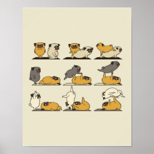 Fransk Bulldog Yoga Poses Hund Yoga Älskare Poster