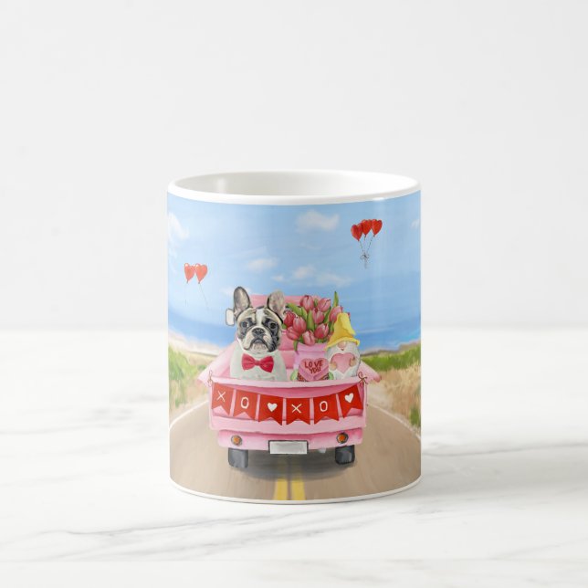 Fransk Bulldogg Alla Hjärtans Dag Lastbil Kaffemugg (Center)