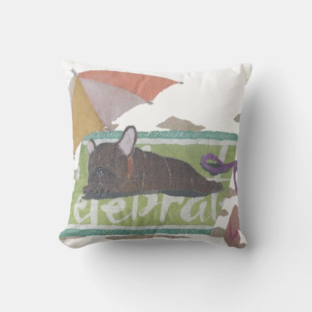 Fransk bulldogg, Brindle Frenchie som är färgrik, Kudde (Framsida)