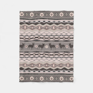 Fransk bulldogg - dekorativt mönster i pastell fleecefilt