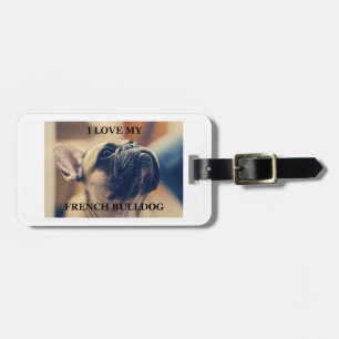 fransk bulldogg fawn kärlek med bild bagagebricka