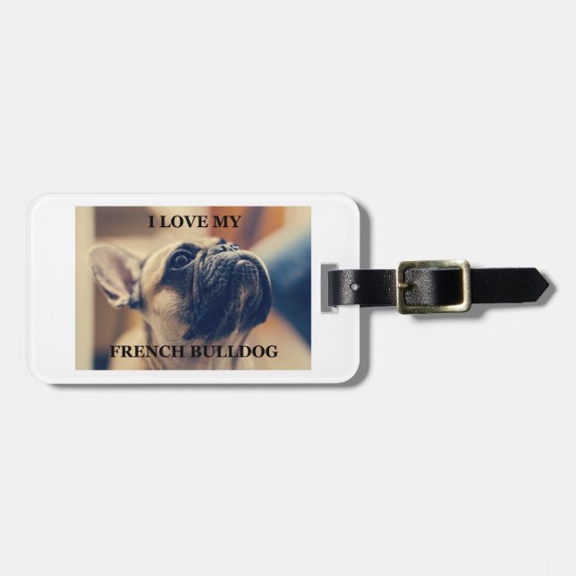 fransk bulldogg fawn kärlek med bild bagagebricka (Horisontell Framsida)