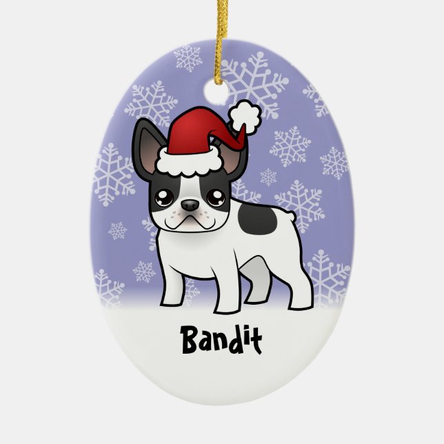 Fransk bulldogg för jul (tillfoga ditt julgransprydnad keramik (Framsidan)