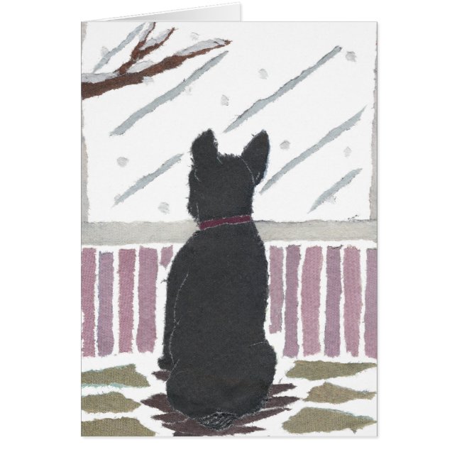 Fransk bulldogg, Frenchie, snö, vinter, hundkonst Hälsningskort (Framsidan)