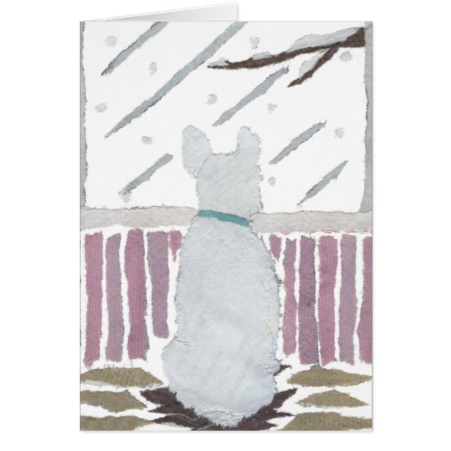 Fransk bulldogg, Frenchie, snö, vinter, hundkonst Hälsningskort (Framsidan)