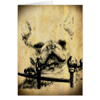 Fransk bulldogg gammala Time Hälsningskort