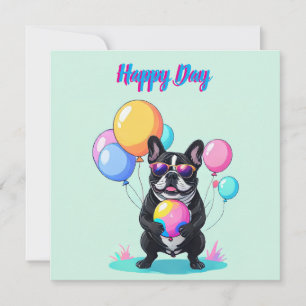 Fransk Bulldogg Glad Dag Fransk Bulldog Tack Kort