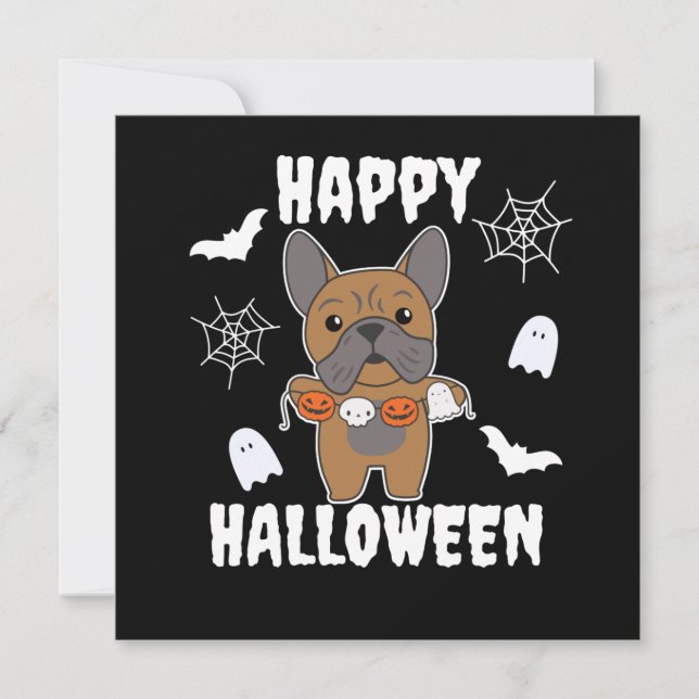 Fransk Bulldogg Halloween-kostym för hund Inbjudningar (Framsida)