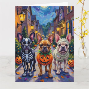 Fransk Bulldogg Halloween-kostym för trick-or-trea Kort