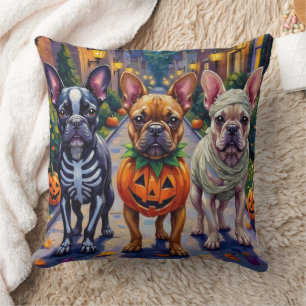 Fransk Bulldogg Halloween-kostym för trick-or-trea Kudde
