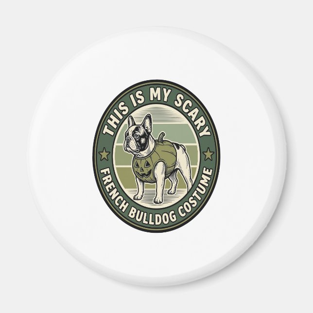 Fransk Bulldogg Halloween Skräck Kostym Magnet (Framsidan)