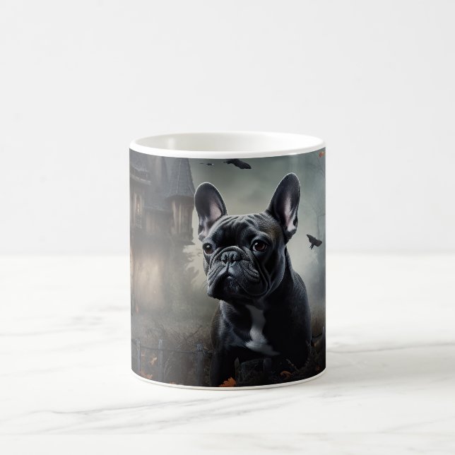 Fransk Bulldogg Halloween Skräckinjagande Kaffemugg (Center)