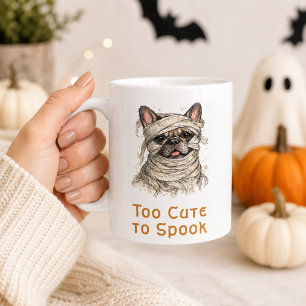 Fransk Bulldogg Halloween Söt Mumia Kaffemugg