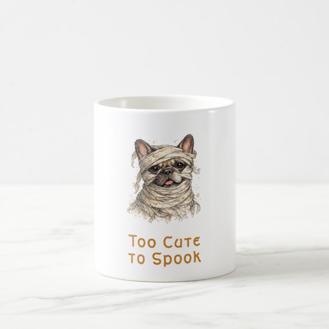 Fransk Bulldogg Halloween Söt Mumia Kaffemugg (Center)