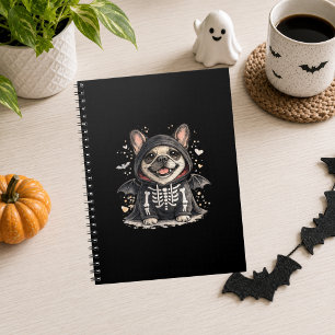 Fransk Bulldogg Halloween Söt Skelett Anteckningsbok