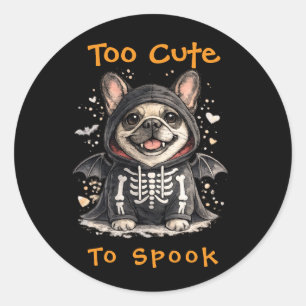 Fransk Bulldogg Halloween Söt Skelett Runt Klistermärke