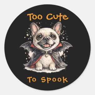 Fransk Bulldogg Halloween Söt Vampyrfladdermus Runt Klistermärke