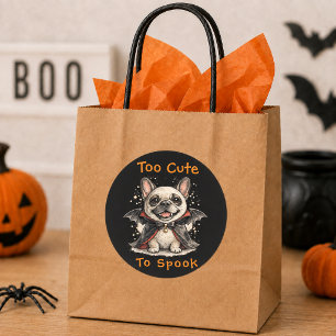 Fransk Bulldogg Halloween Söt Vampyrfladdermus Runt Klistermärke