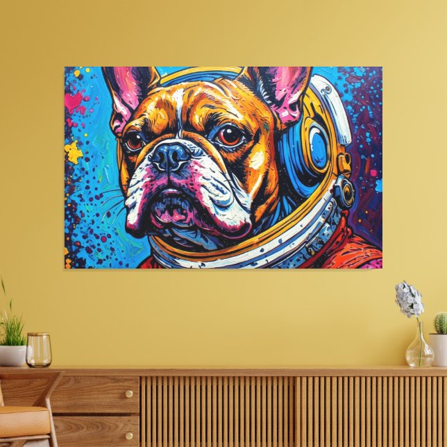FRANSK BULLDOGG I RYMDEN 6 CANVASTRYCK (Insitu (Vardagsrum))