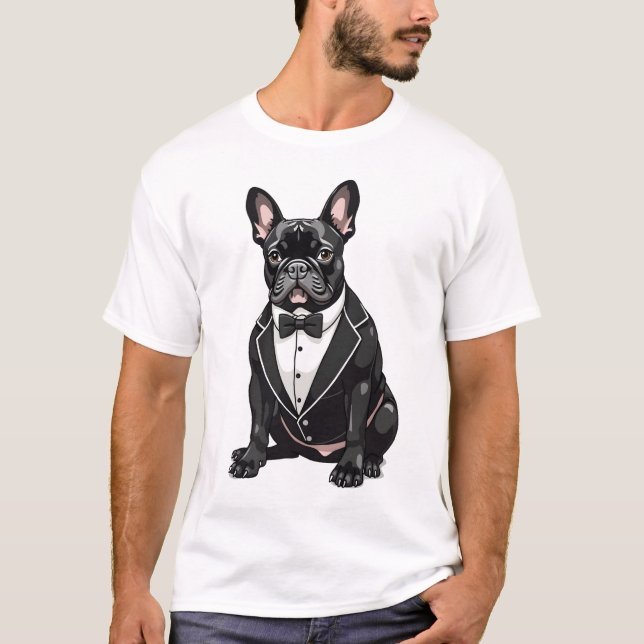 Fransk Bulldogg i Smoking T Shirt (Framsida)
