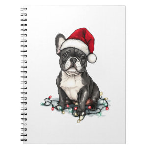 Fransk Bulldogg Julbelysning Julhundar Gåvor Mig Anteckningsbok
