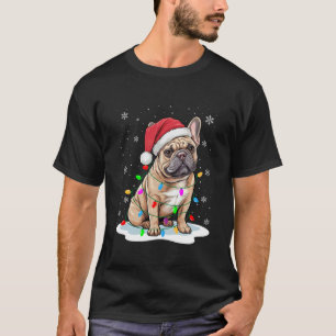 Fransk Bulldogg Julbelysning Tomte Jul Pet Hund T Shirt