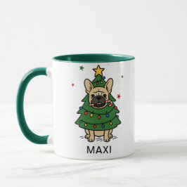 Fransk Bulldogg Julgran Anpassat Namn Mugg