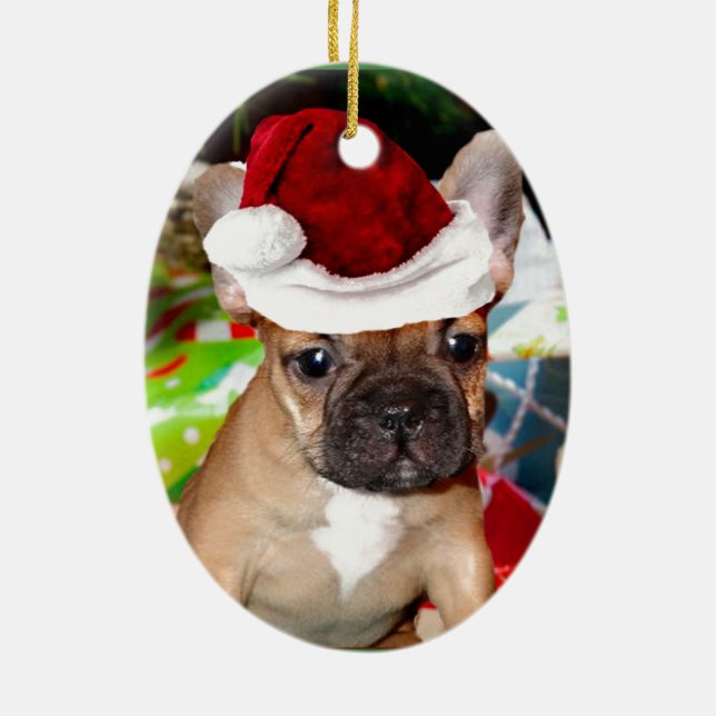 Fransk bulldogg julgransprydnad keramik (Baksidan)
