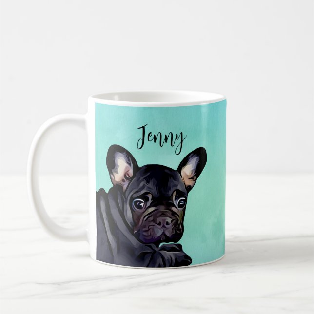 Fransk Bulldogg Kaffe Mugg Anpassad   (Vänster)