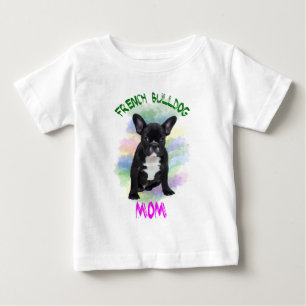 Fransk Bulldogg Mamma Vattenfärg Oljemålning Konst T Shirt