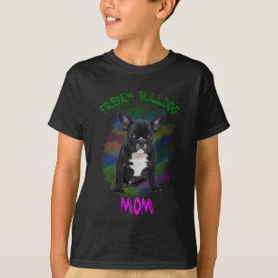Fransk Bulldogg Mamma Vattenfärg Oljemålning Konst T-shirt