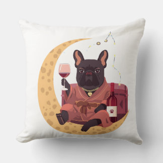 Fransk Bulldogg Mamma Vin Kväll Kudde