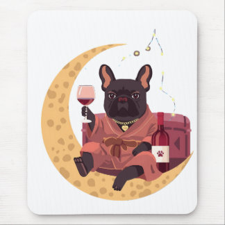 Fransk Bulldogg Mamma Vin Kväll Musmatta