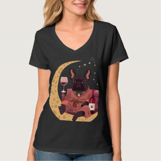Fransk Bulldogg Mamma Vin Kväll T Shirt
