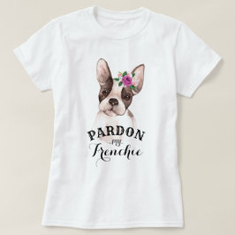 Fransk bulldogg med blommaT-tröja T-shirt