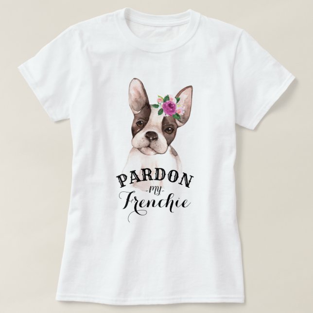 Fransk bulldogg med blommaT-tröja Tröja (Design framsida)