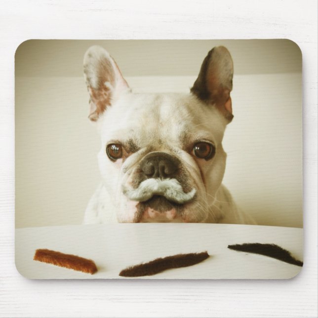 Fransk bulldogg med en mustasch musmatta (Framsidan)
