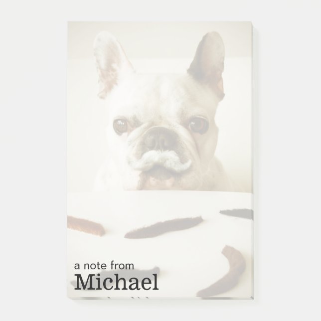 Fransk bulldogg med en mustasch post-it block (Framsida)
