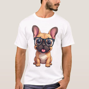 Fransk Bulldogg Med Glasögon T Shirt