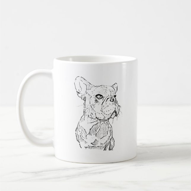 Fransk Bulldogg Mugg – Handritad bläckhund Kaffe M (Vänster)