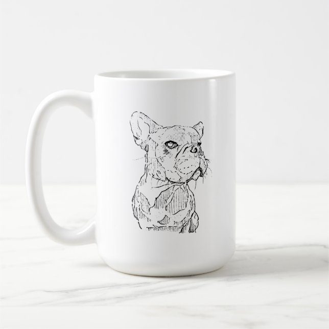 Fransk Bulldogg Mugg – Handritad bläckhund Kaffe M (Vänster)