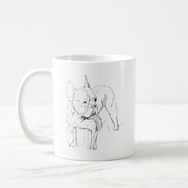 Fransk Bulldogg Mugg – Handritad Hundillustration (Vänster)