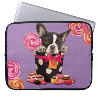 Fransk bulldogg och godis laptop sleeve
