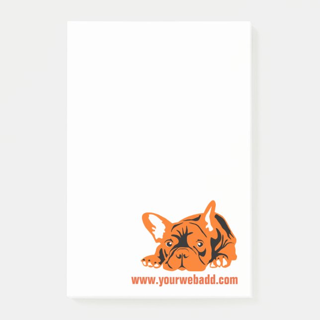Fransk Bulldogg orange Post-it Block (Framsida)