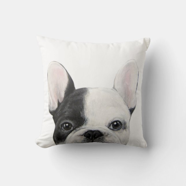 Fransk bulldogg, original- målning vid miart kudde (Framsida)