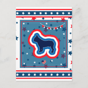 Fransk Bulldogg Patriotisk Röd Vit Blå 4:e Juli Helg Vykort