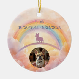 Fransk Bulldogg Rainbow Bridge Minnesörnband Julgransprydnad Keramik