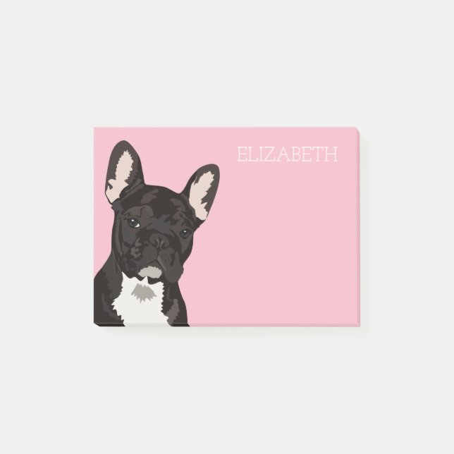 Fransk bulldogg | rosa gulliga Frenchie Post-it Block (Framsida)